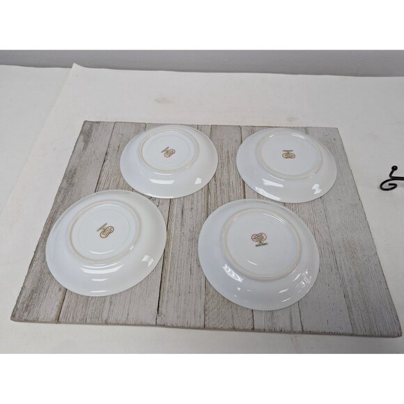 Vintage Valmont Royal Wheat Platinum Trim Set of 4 Saucers Teapcups - Picture 10 of 11